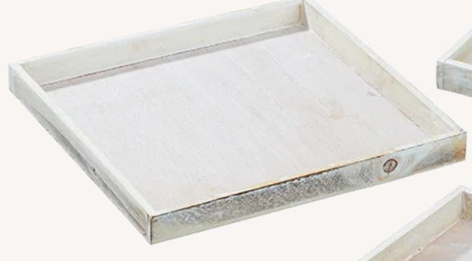 Tablett Set aus Holz creme antik, (B/H/T) 30x3x30cm - Weinatelier Agnes