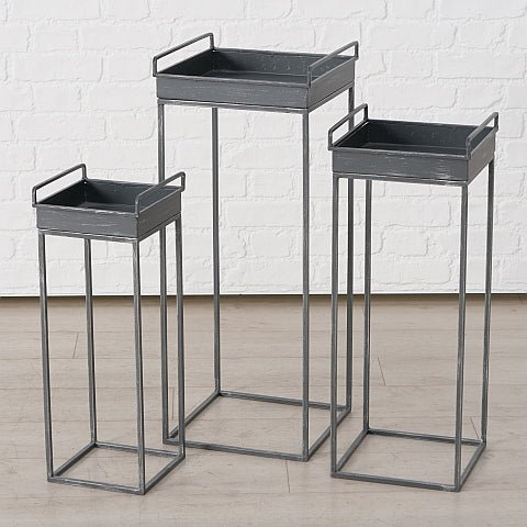 Tisch Pepe, H 78 cm, B 31 cm, Eisen, Grau - Weinatelier Agnes
