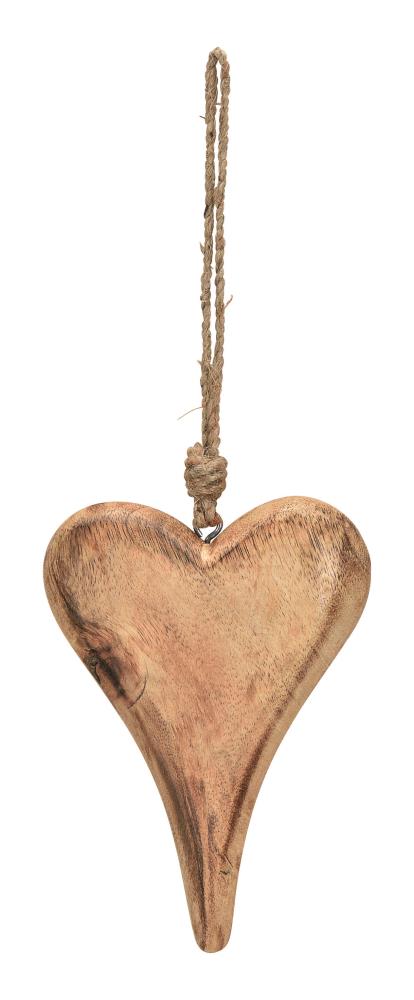 Hänger Herz aus Mangoholz Braun (B/H/T) 10x15x2cm