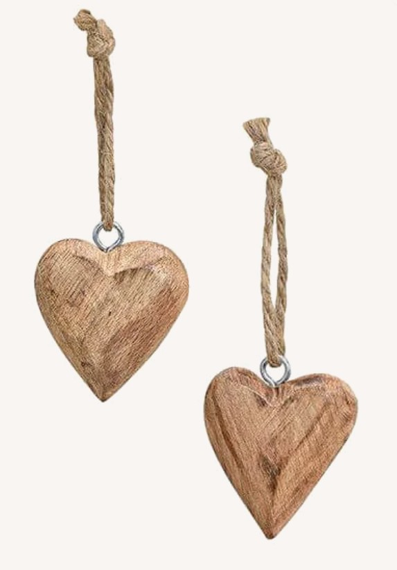 Hänger Herz aus Mango Holz, braun (B/H/T) 4x4x2cm