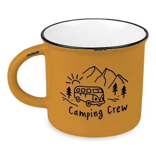 Grafik Werkstatt, Becher Vintage Camping Crew Glücksformel