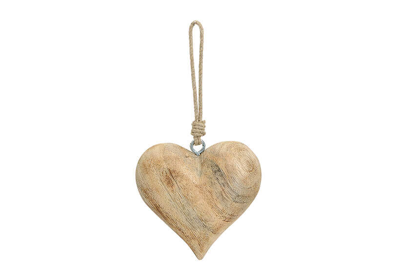 Hänger Herz in braun aus Holz, 12 cm