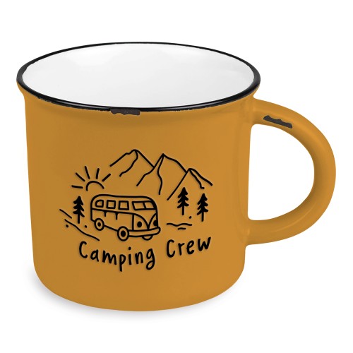 Grafik Werkstatt, Becher Vintage Camping Crew Glücksformel