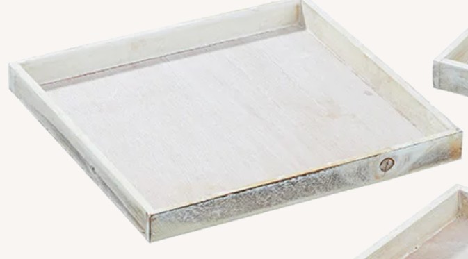 Tablett Set aus Holz creme antik, (B/H/T) 30x3x30cm
