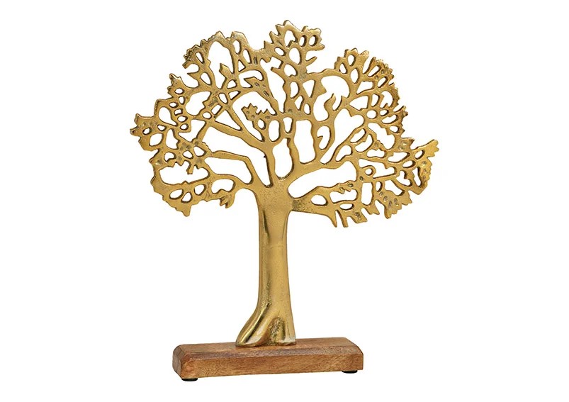 Aufsteller Baum aus Metall (gold), 30x33x5cm