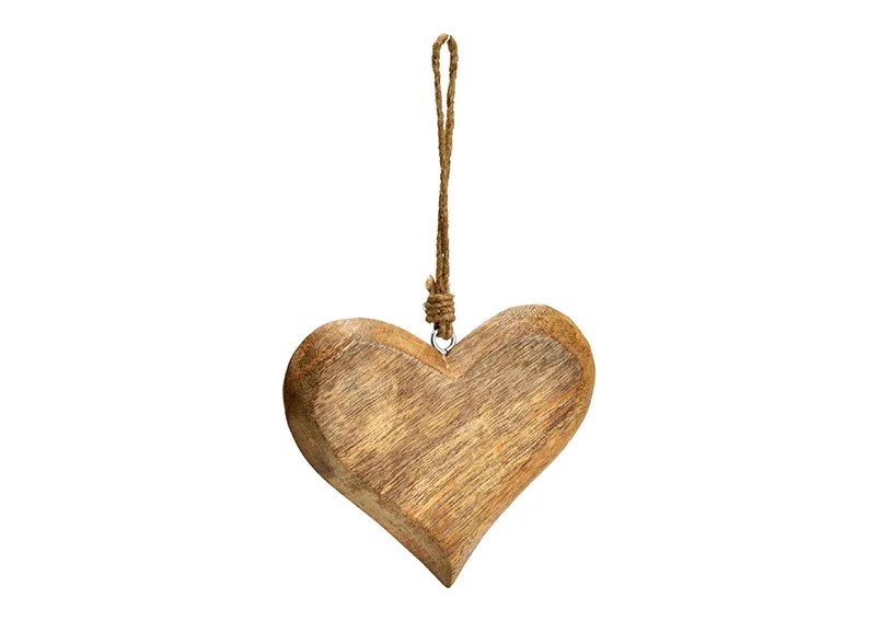 Hänger Herz aus Mangoholz Natur, 15x15x2cm