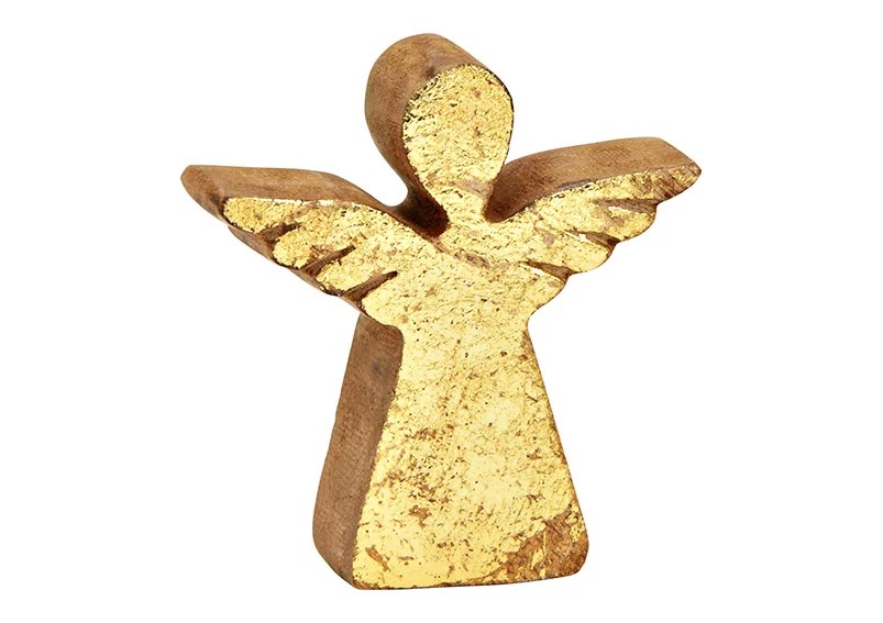 Engel aus Mangoholz Gold, 9x10x2cm