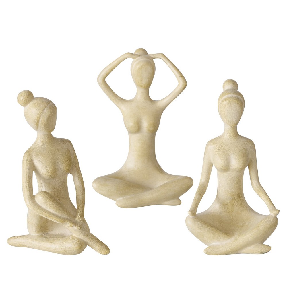 Figur Yoga, 3 sort., Frau, Thekendisplay, H 10 cm, Kunstharz