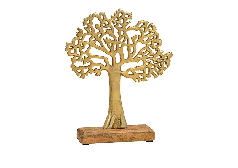 Aufsteller Baum aus Metall (gold), 22x27x5cm